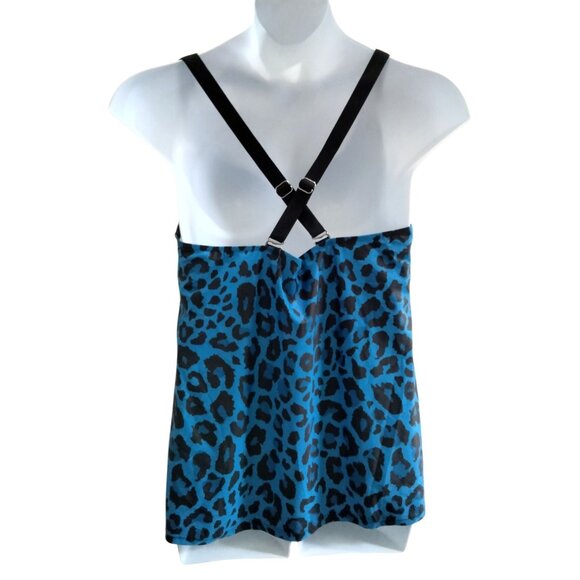 Aqua Eve 2-Piece Leopard Print Tankini Swimsuit Plus Size 18W Top Long Shorts - Picture 6 of 10